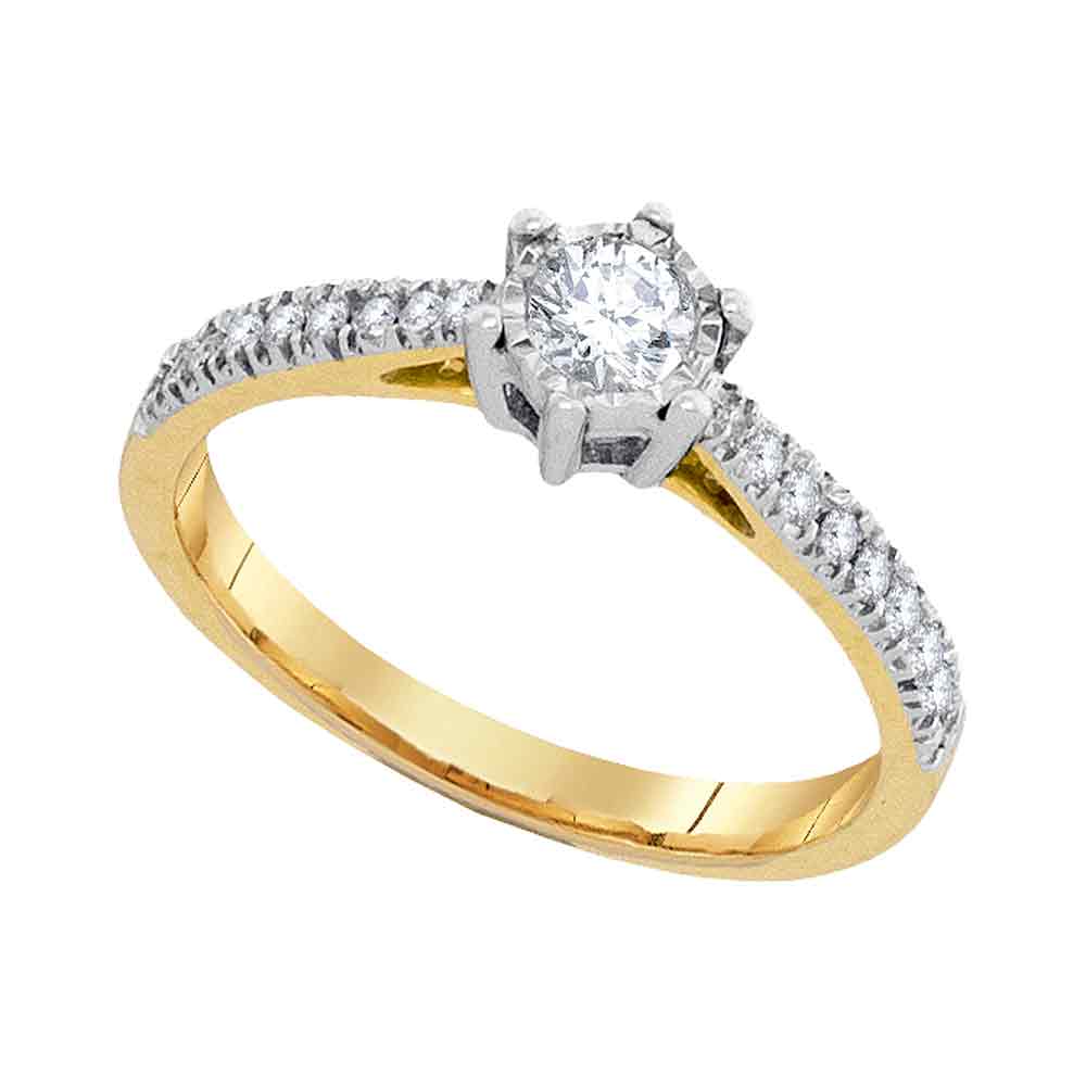 10k Yellow Gold Womens Round Diamond Bridal Wedding Engagement Anniversary Ring 1/3 Cttw