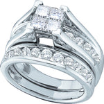 14kt White Gold Womens Princess Diamond Bridal Wedding Engagement Ring Band Set 5.00 Cttw