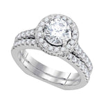 18k White Gold Womens Round Diamond Bridal Wedding Engagement Ring Band Set 2.00 Cttw