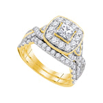 14kt Yellow Gold Womens Princess Diamond Bridal Wedding Engagement Ring Band Set 2.00 Cttw