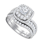 14kt White Gold Womens Princess Diamond Bridal Wedding Engagement Ring Band Set 2.00 Cttw