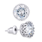 Unique Round Stud Earrings For Her Silver Plated 2.00 CT