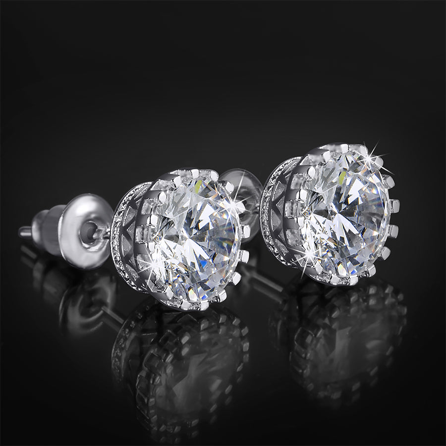 Unique Round Stud Earrings For Her Silver Plated 2.00 CT