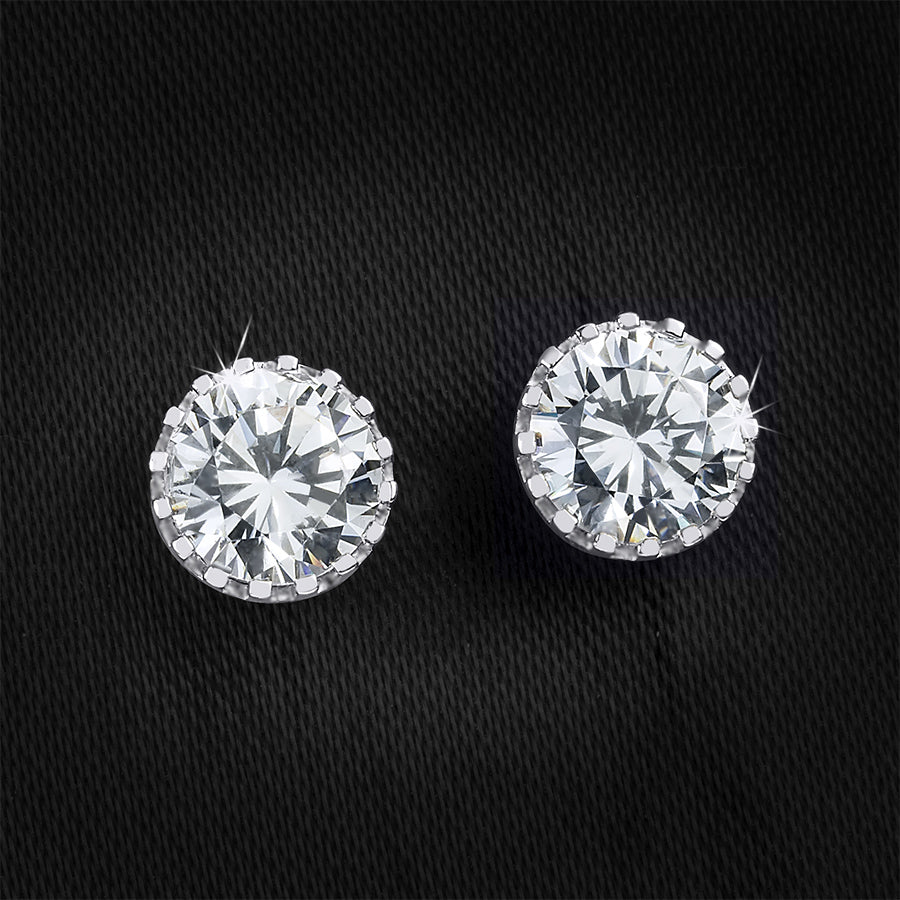 Unique Round Stud Earrings For Her Silver Plated 2.00 CT