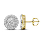 10kt Yellow Gold Womens Round Diamond Framed Flower Cluster Screwback Earrings 1.00 Cttw