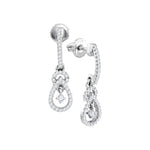 10kt White Gold Womens Round Diamond Dangle Earrings 1/5 Cttw