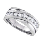 10k White Gold Mens Round Diamond Channel-set Wedding Anniversary Band 1/4 Cttw