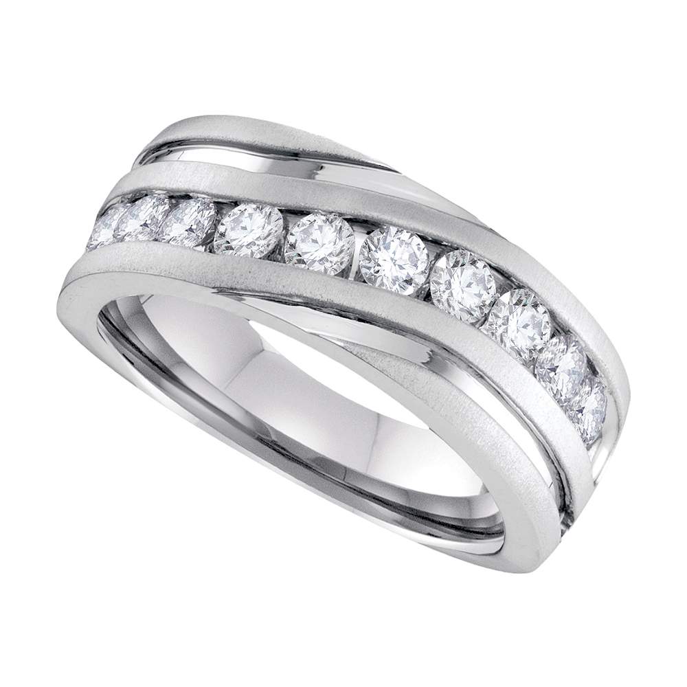 10kt White Gold Mens Round Diamond Wedding Band Ring 1/2 Cttw