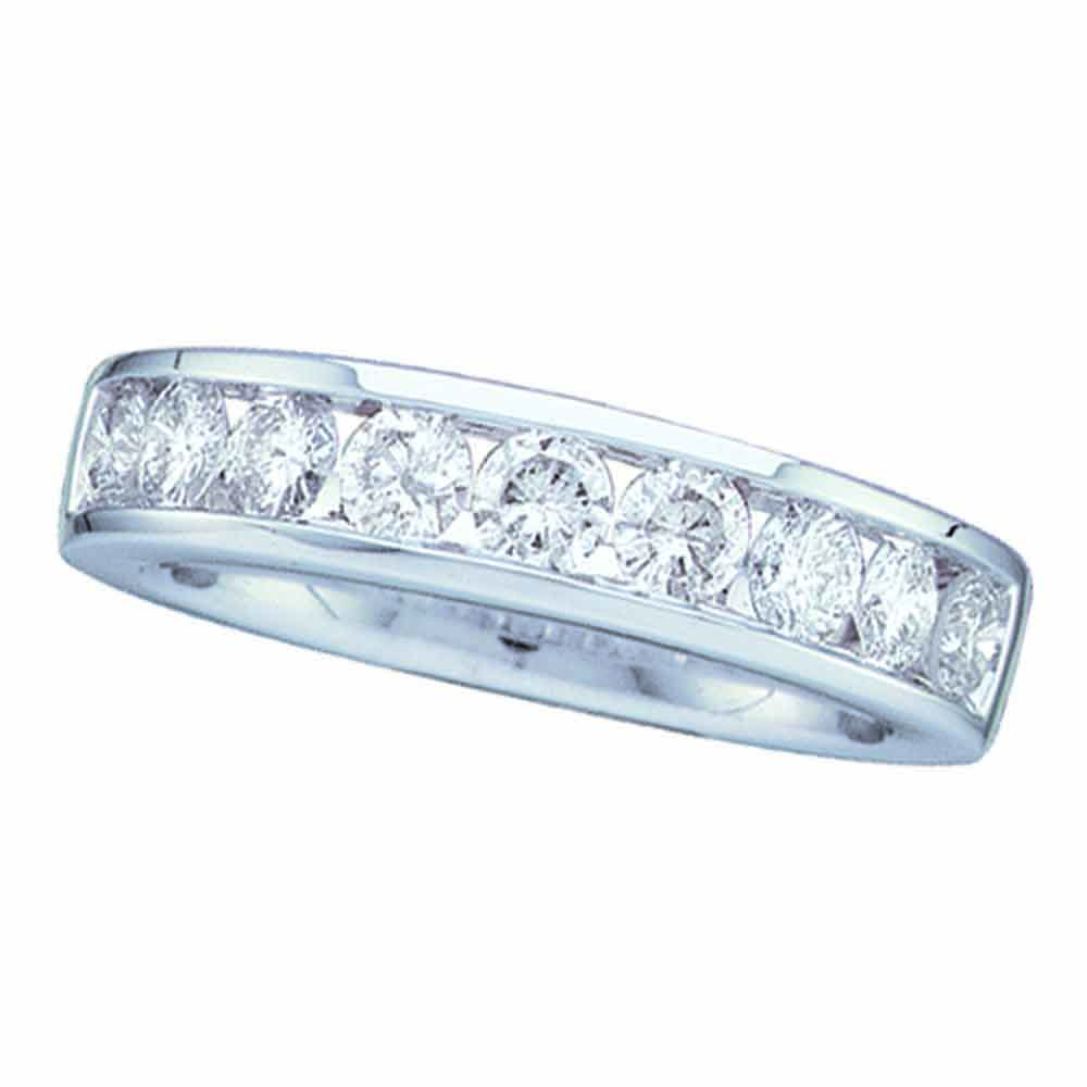 14kt White Gold Womens Round Channel-set Diamond Wedding Band 1/6 Cttw