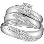 Sterling Silver His & Hers Round Diamond Solitaire Matching Bridal Wedding Ring Band Set 1/5 Cttw