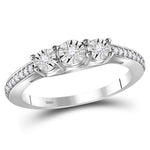 Sterling Silver Womens Round Diamond 3-stone Bridal Wedding Engagement Ring 1/6 Cttw