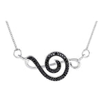 Sterling Silver Womens Round Black Color Enhanced Diamond Treble Clef Fashion Pendant Necklace 1/8 Cttw