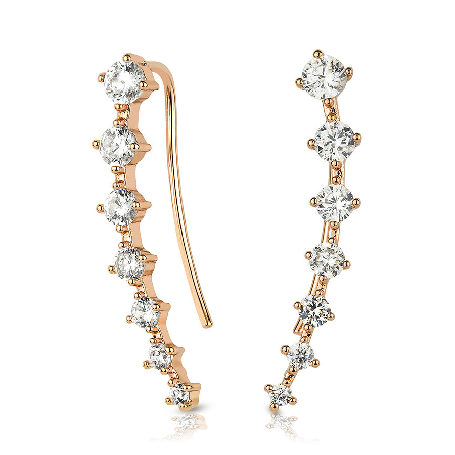 Unique Womens Cuff Earrings Rose Gold Plated 0.75 CT Wedding Accessories