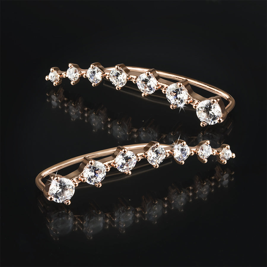 Unique Womens Cuff Earrings Rose Gold Plated 0.75 CT Wedding Accessories