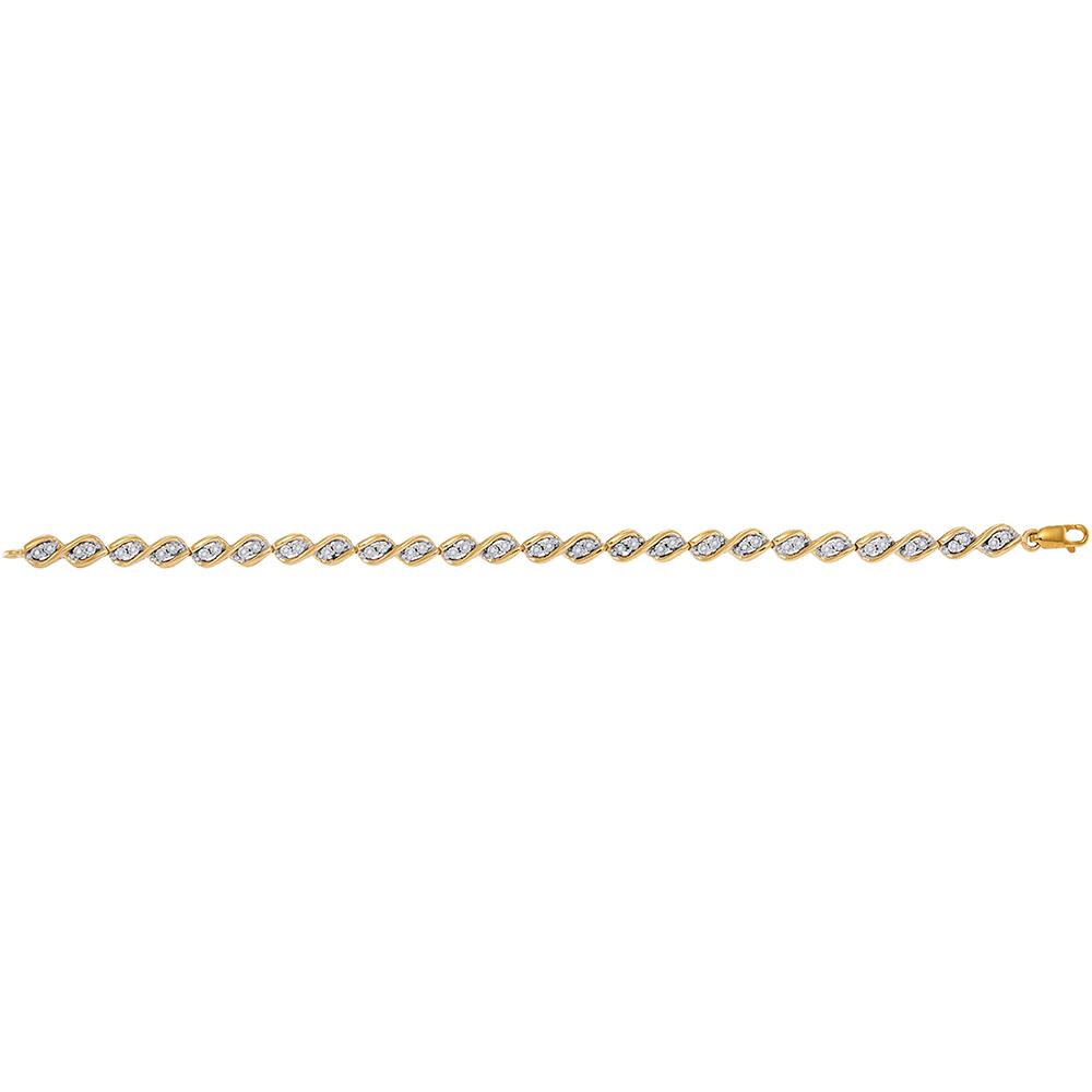 10kt Yellow Gold Womens Round Diamond Illusion-set Tennis Bracelet 1/5 Cttw