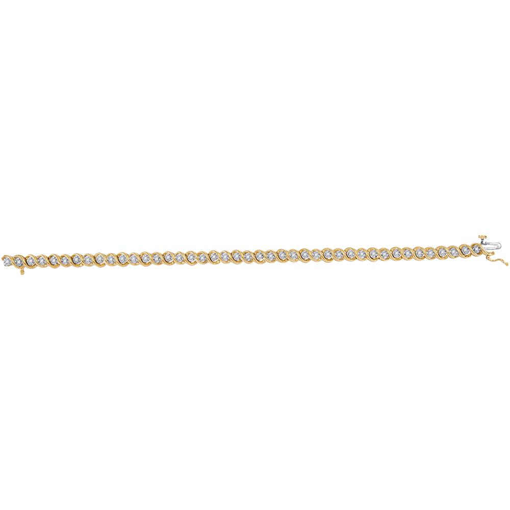 10kt Yellow Gold Womens Round Diamond Tennis Bracelet 1/2 Cttw