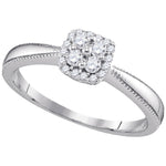 10kt White Gold Womens Round Diamond Square Halo Cluster Ring 1/5 Cttw