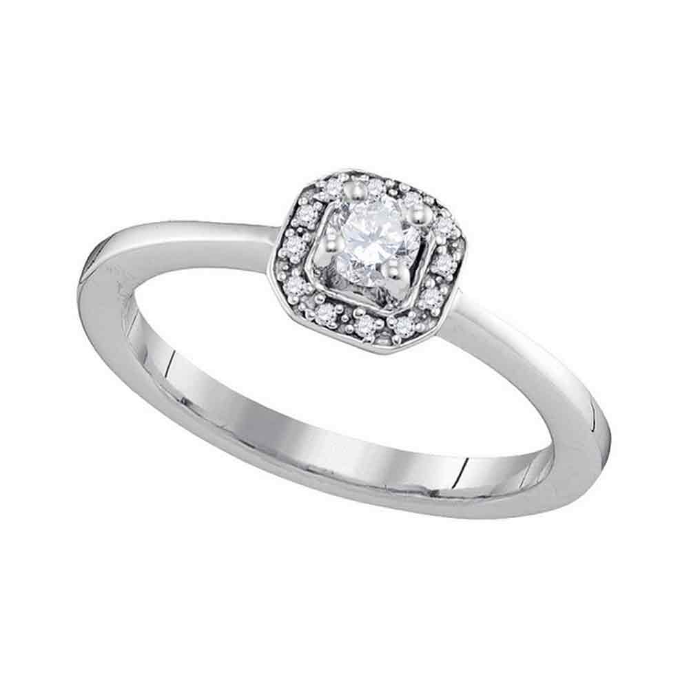 10kt White Gold Womens Round Diamond Solitaire Bridal Wedding Engagement Ring 1/4 Cttw