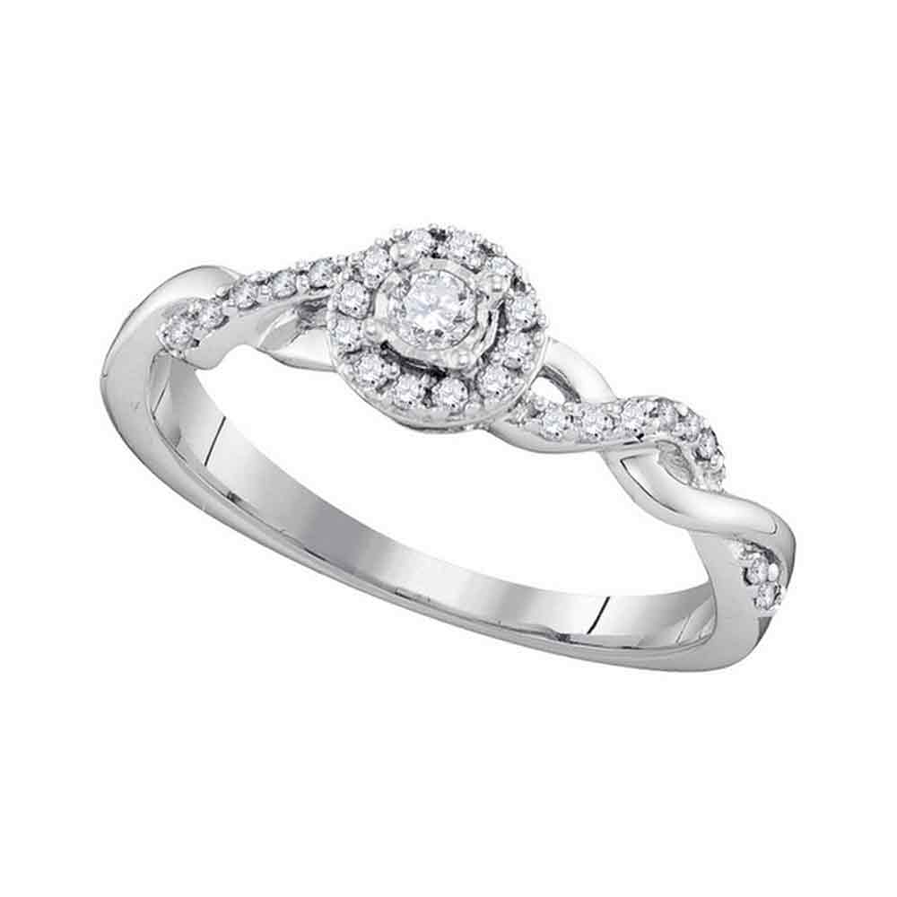 10kt White Gold Womens Round Diamond Solitaire Twist Bridal Wedding Engagement Ring 1/5 Cttw