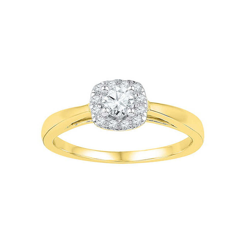 10kt Yellow Gold Womens Round Diamond Solitaire Bridal Wedding Engagement Ring 1/3 Cttw