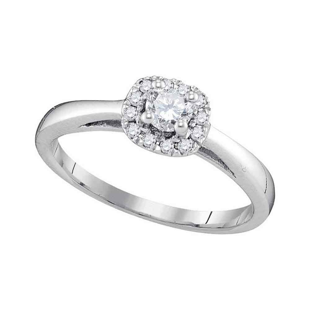 10kt White Gold Womens Round Diamond Solitaire Bridal Wedding Engagement Ring 1/3 Cttw