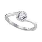 10kt White Gold Womens Round Diamond Solitaire Halo Bridal Wedding Engagement Ring 1/4 Cttw