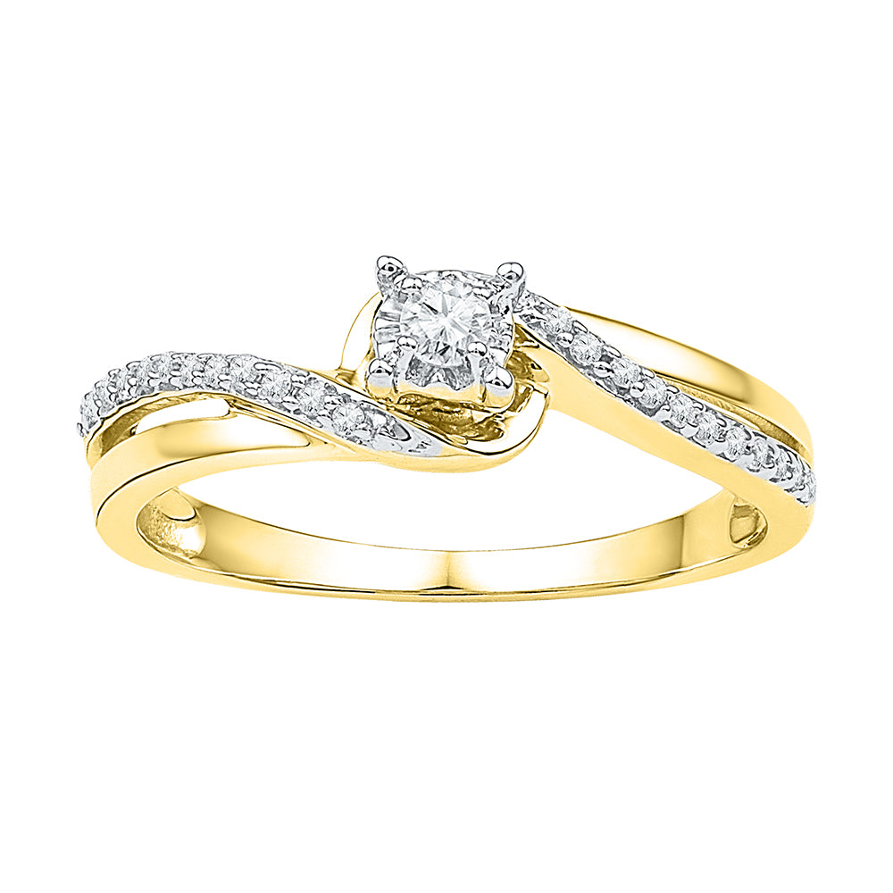 10kt Yellow Gold Womens Round Diamond Solitaire Bridal Wedding Engagement Ring 1/8 Cttw