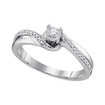 10kt White Gold Womens Round Diamond Solitaire Bridal Wedding Engagement Ring 1/8 Cttw