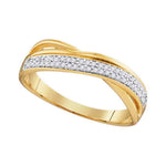 10kt Yellow Gold Womens Round Diamond Crossover Band Ring 1/8 Cttw
