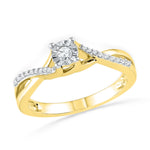 10kt Yellow Gold Womens Round Diamond Solitaire Twist Bridal Wedding Engagement Ring 1/6 Cttw