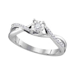 10kt White Gold Womens Round Diamond Solitaire Twist Bridal Wedding Engagement Ring 1/6 Cttw