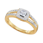 10kt Yellow Gold Womens Princess Diamond Cluster Bridal Wedding Engagement Ring 1/5 Cttw