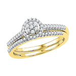 10kt Yellow Gold Womens Round Diamond Cluster Bridal Wedding Engagement Ring Band Set 1/3 Cttw