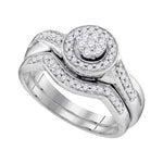 10k White Gold Round Diamond Cluster Bridal Wedding Engagement Ring Band Set 1/3 Cttw