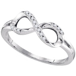 10kt White Gold Womens Round Diamond Infinity Fashion Ring 1/12 Cttw