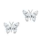 10kt White Gold Womens Round Diamond Butterfly Stud Earrings 1/5 Cttw