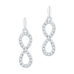 10kt White Gold Womens Round Diamond Infinity Dangle Earrings 1/4 Cttw