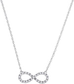 10kt White Gold Womens Round Diamond Infinity Pendant Necklace 1/5 Cttw