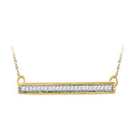 10kt Yellow Gold Womens Round Diamond Horizontal Bar Pendant Necklace 1/10 Cttw