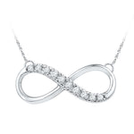 10kt White Gold Womens Round Diamond Infinity Pendant Necklace 1/10 Cttw