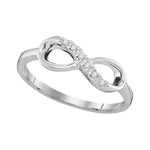 10kt White Gold Womens Round Diamond Infinity Band Ring 1/20 Cttw
