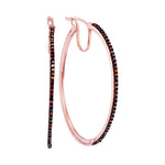 10kt Rose Gold Womens Round Red Color Enhanced Diamond Slender Hoop Earrings 1/4 Cttw