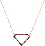 10kt Rose Gold Womens Round Red Color Enhanced Diamond Gem Shape Fashion Necklace 1/8 Cttw