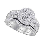 10kt White Gold Womens Round Diamond Cluster Bridal Wedding Engagement Ring Band Set 1/2 Cttw