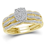 10kt Yellow Gold Womens Round Diamond Cluster Bridal Wedding Engagement Ring Band Set 1/4 Cttw