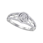 10kt White Gold Womens Round Diamond Cluster Bridal Wedding Engagement Ring 1/5 Cttw