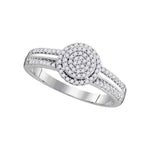 10kt White Gold Womens Round Diamond Circle Cluster Bridal Wedding Engagement Ring 1/4 Cttw