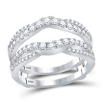14kt White Gold Womens Round Diamond Ring Guard Wrap Ring Guard Enhancer 5/8 Cttw
