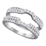 14kt White Gold Womens Round Diamond Wrap Ring Guard Enhancer Wedding Band 1/2 Cttw