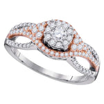 10kt Two-tone Gold Womens Round Diamond Cluster Bridal Wedding Engagement Ring 1/2 Cttw